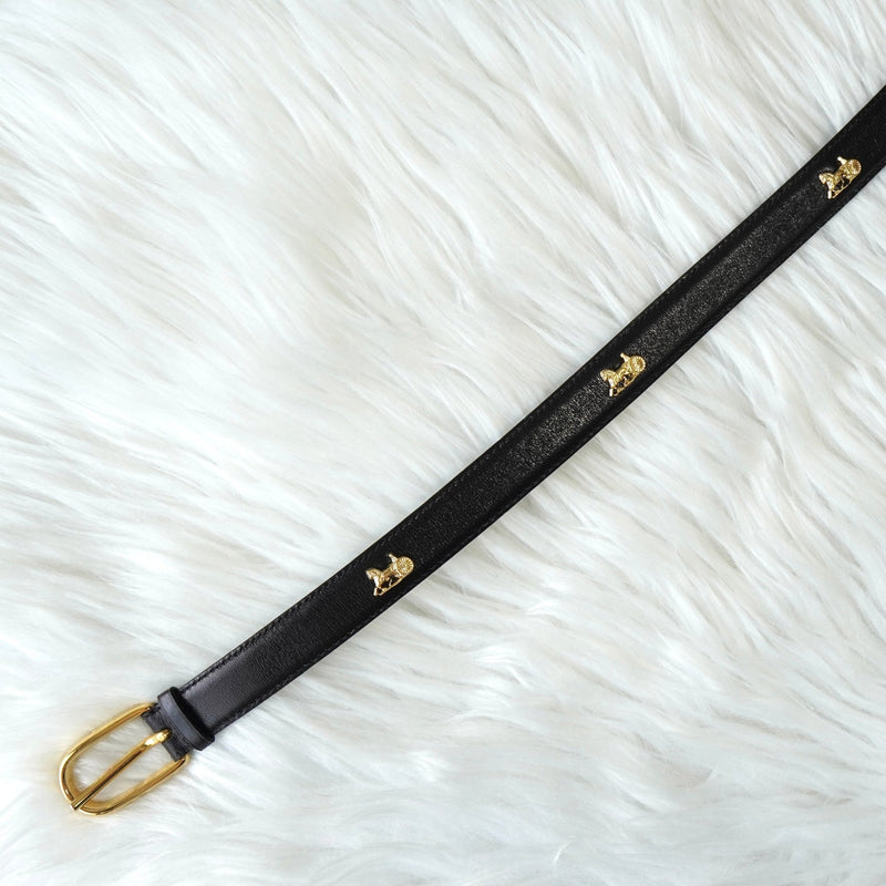 セリーヌ ヴィンテージ 輪馬車 サルキー レザー ベルト ブラック - NEWSED