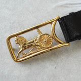 セリーヌ ヴィンテージ 輪馬車 サルキー レザー ベルト ブラック レディース - NEWSED