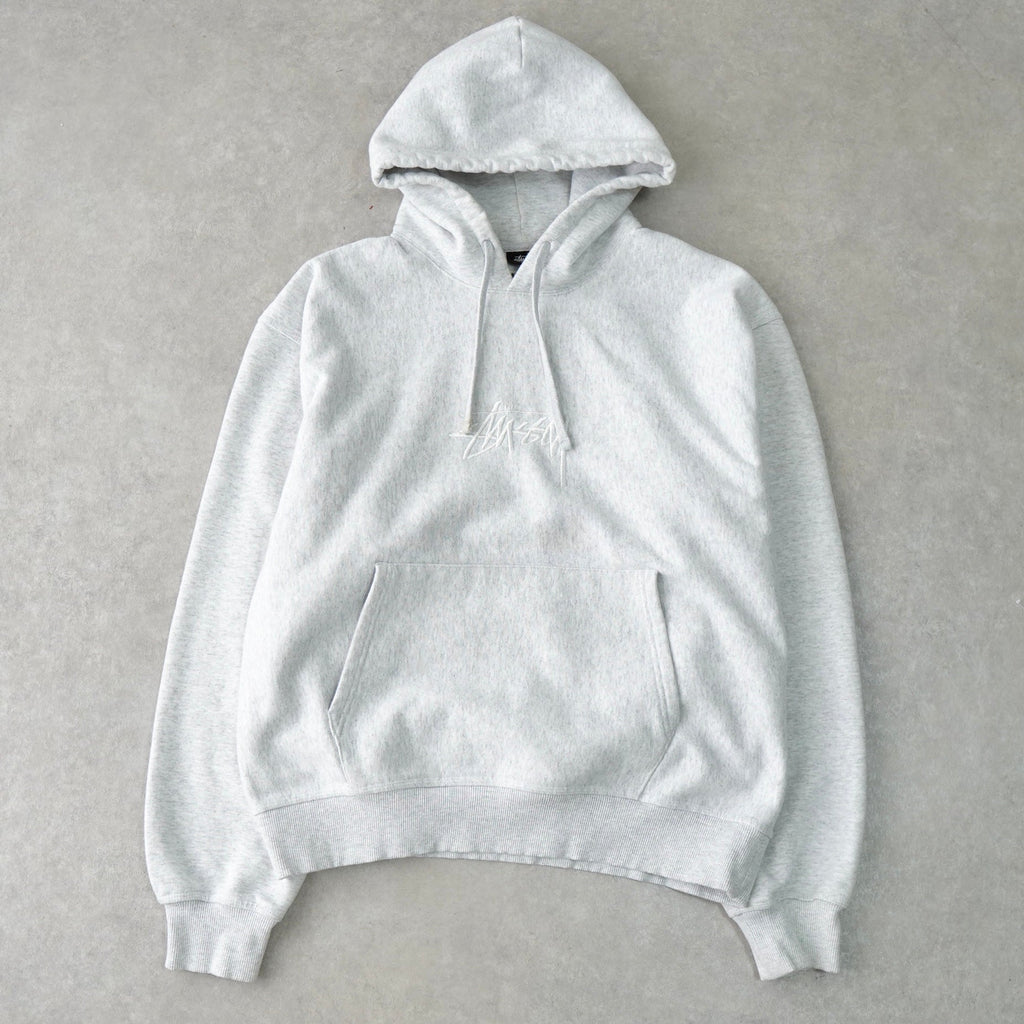 Stussy 徽标刺绣连帽衫 浅灰色