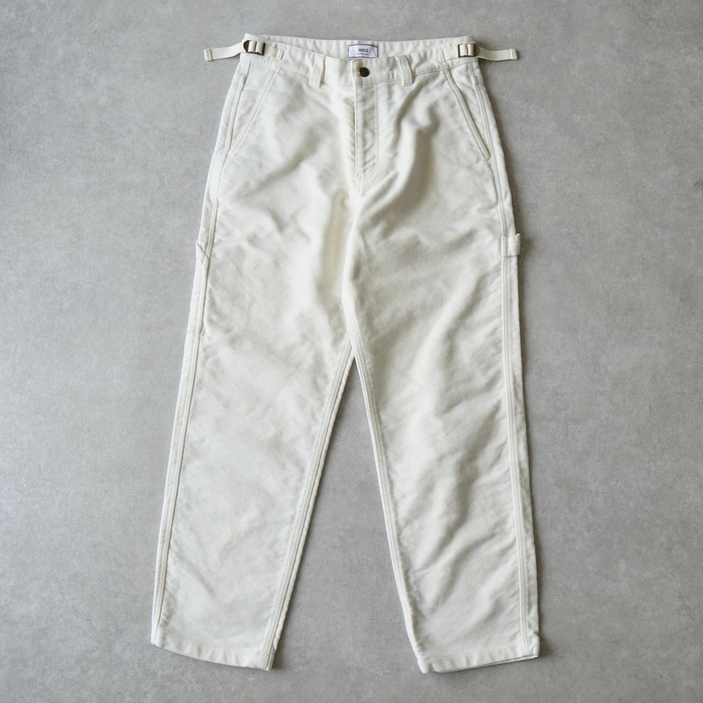 Ami Paris Heavyweight Painted Work Pants, Ivory