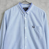Fred Perry logo embroidered check pattern long sleeve shirt in blue