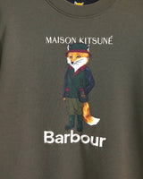 メゾン キツネ × バブアー コラボ フォックス プリント スウェット カーキ - NEWSED