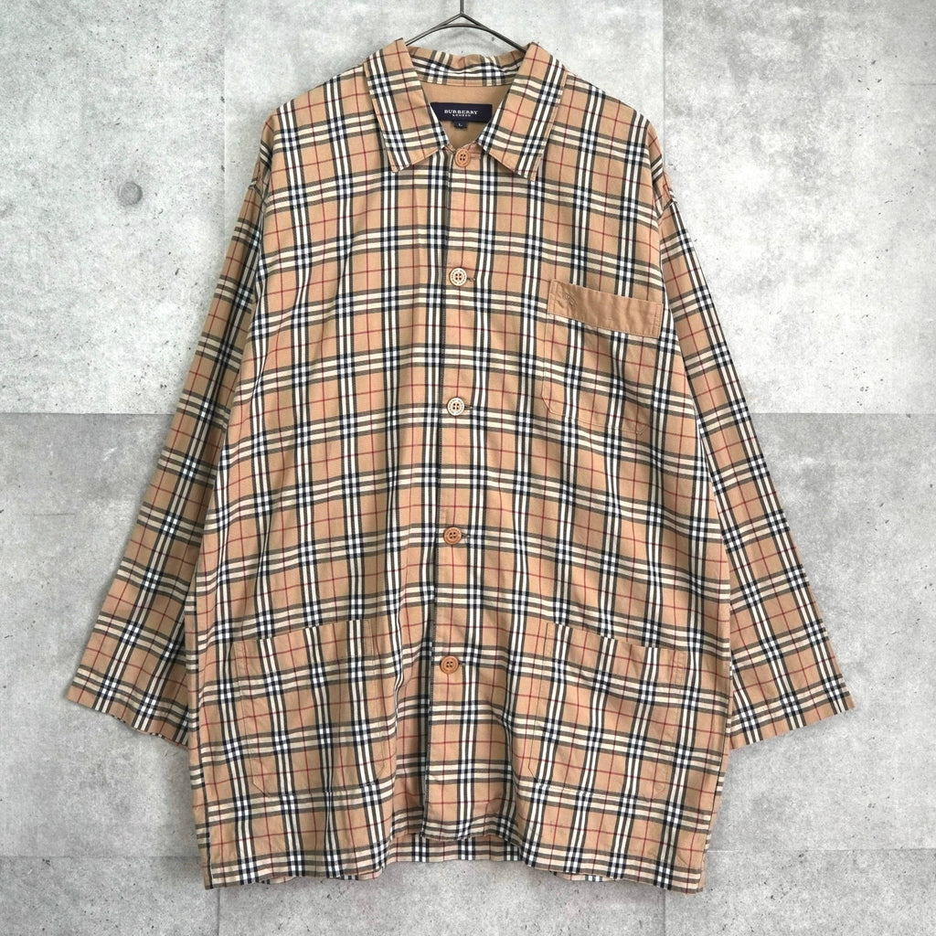 バーバリー ロンドン ヴィンテージ ノバチェック 長袖シャツ パジャマシャツ ベージュ