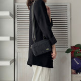 ラコステ ナイロン ミニショルダーバッグ ポーチ ロゴパッチ ブラック - NEWSED