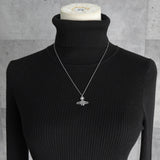 ヴィヴィアン ウエストウッド オーブ ブラック ラインストーン シルバー ネックレス - NEWSED