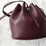 ジルサンダー ドローストリング レザー 巾着バッグ ハンドバッグ ボルドー - NEWSED