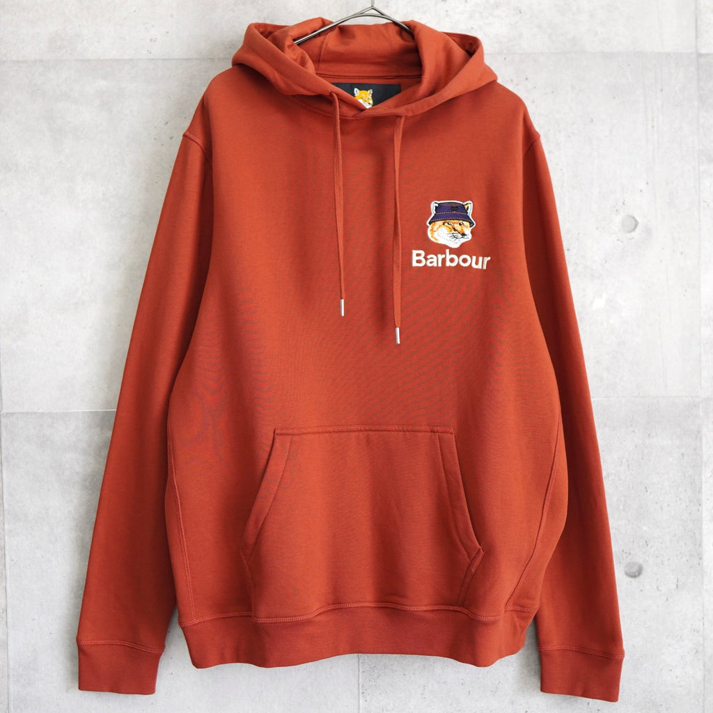 バブアー × メゾン キツネ パーカー フォックスヘッド 刺繍ワッペン