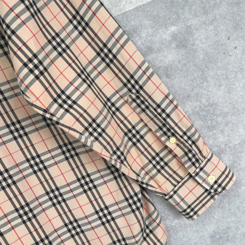 バーバリー ノバチェック ホースロゴ 刺繍 長袖シャツ ベージュ - NEWSED