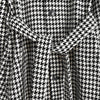 Ami Paris Houndstooth Wool Balmac Coat with Belted Waist Black/White