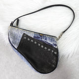 ディオール サドル 転写 キャンバス / レザー ワンショルダーバッグ ハンドバッグ ブルー - NEWSED