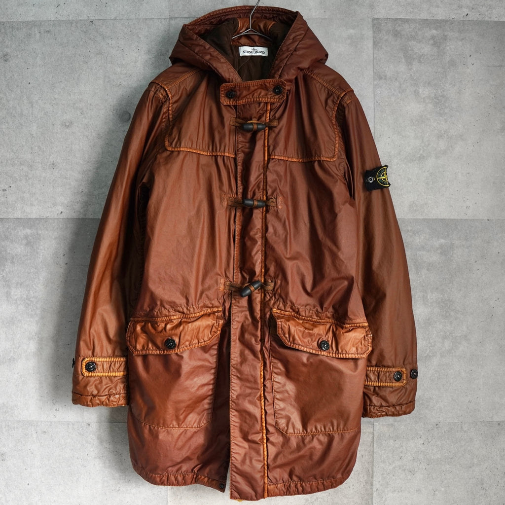 ストーン アイランド コーティング フーデッド 中綿ジャケット ブラウン