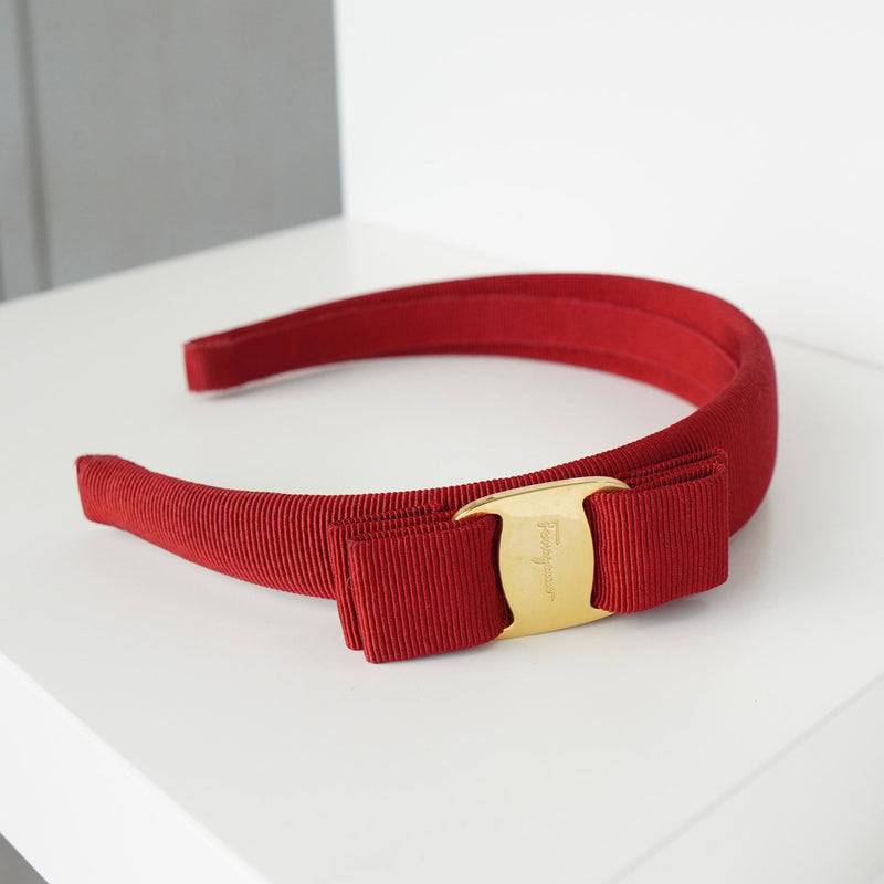 サルバトーレ フェラガモ ヴァラ リボン カチューシャ レッド