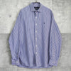 Polo Ralph Lauren logo embroidered striped long sleeve shirt in blue/white