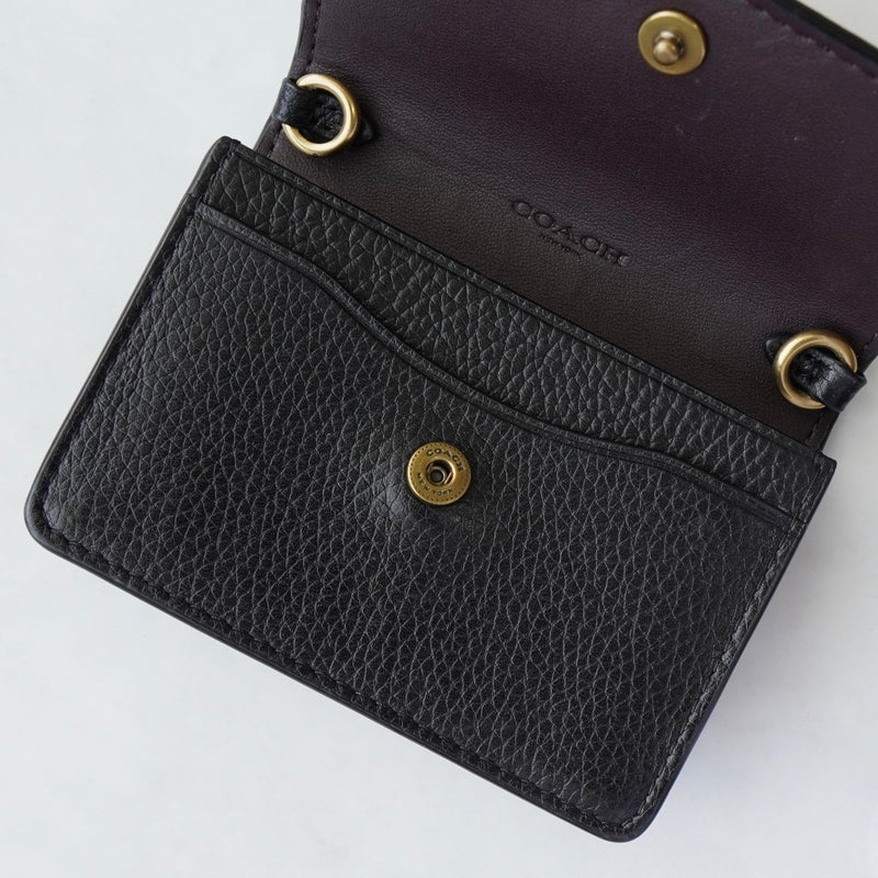 コーチ レザー チェーン ウォレットバッグ カードケース ブラック - NEWSED