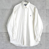 ポロ ラルフローレン ロゴ 刺繍 長袖シャツ オックスフォードシャツ ホワイト - NEWSED