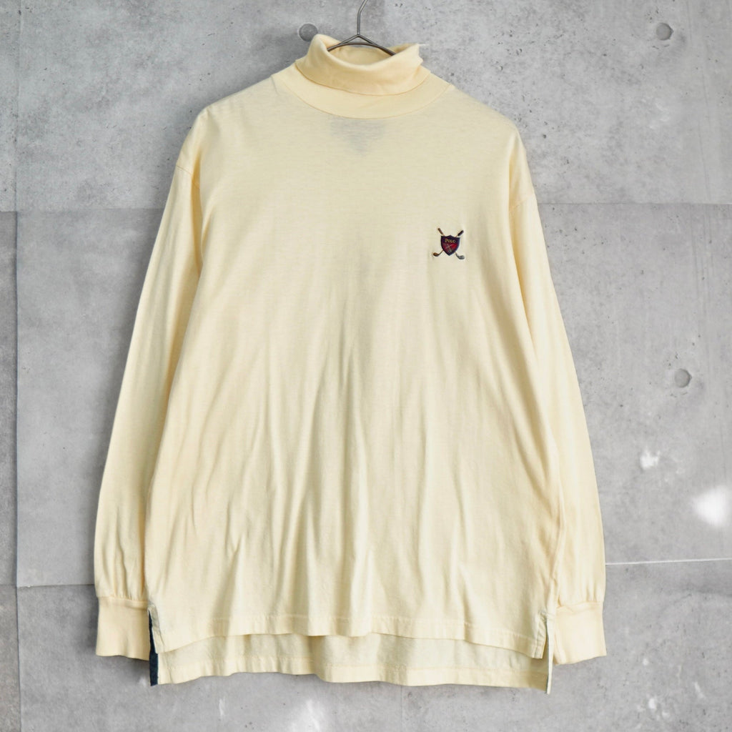 ラルフローレン タートルネック 薄手 ニット ロゴ 刺繍 イエロー