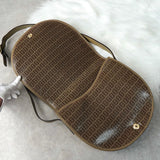 フェンディ ズッキーノ コーディングキャンバス レザー ショルダーバッグ カーキ ベージュ - NEWSED