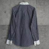 ヴィヴィアン ウエストウッド オーブ ストライプ柄 長袖シャツ クレリックシャツ ブルー - NEWSED