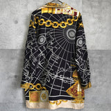 セリーヌ ヴィンテージ シルク レオナール 総柄 シャツ ワンピース ブラック / ゴールド レディース - NEWSED