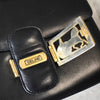Celine Vintage Sulky 黑色皮革单肩包，配马车金属配件