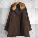 プラダ フォックス ファー チェスターコート ファー取り外し可能 レディース ブラウン - NEWSED
