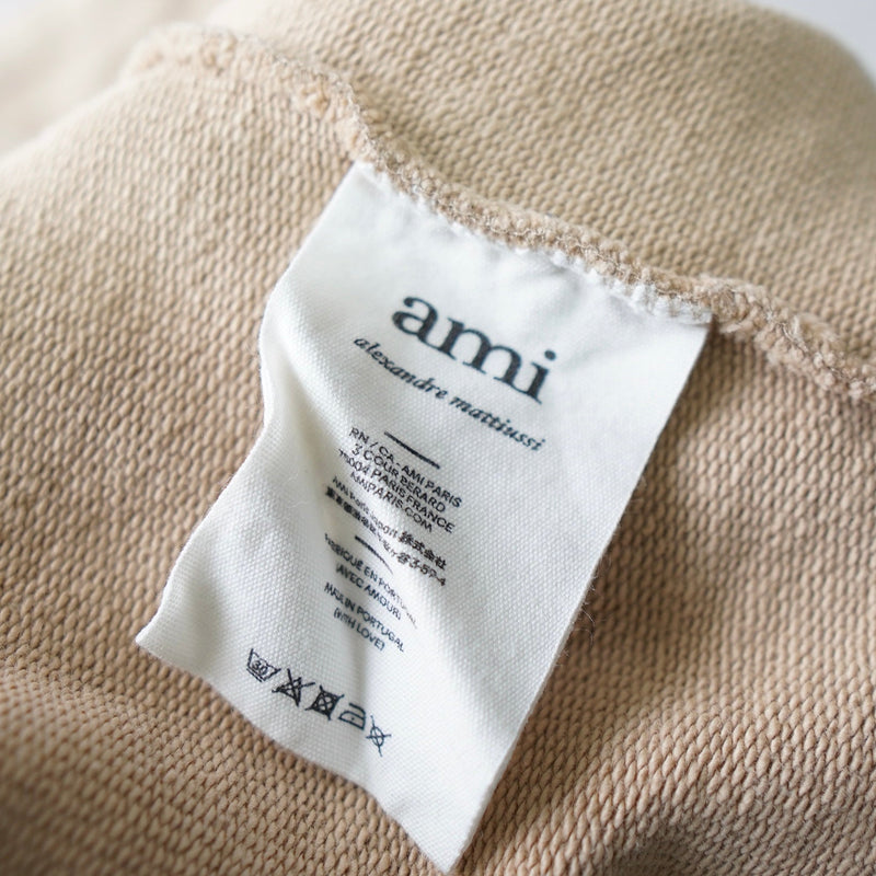 アミパリ アミ パリス ハートロゴ 刺繍 パーカー ベージュ | ブランド