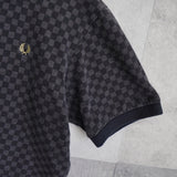 フレッドペリー ロゴ刺繍 格子柄 半袖ポロシャツ グレー - NEWSED