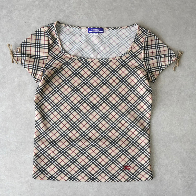 バーバリー ブルーレーベル ホースロゴ 刺繍 ノバチェック リボン 半袖