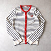 Lacoste Logo Patch Striped Cardigan in White for Women