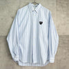 プレイ コムデギャルソン ハートロゴ ストライプ柄 長袖シャツ ブルー