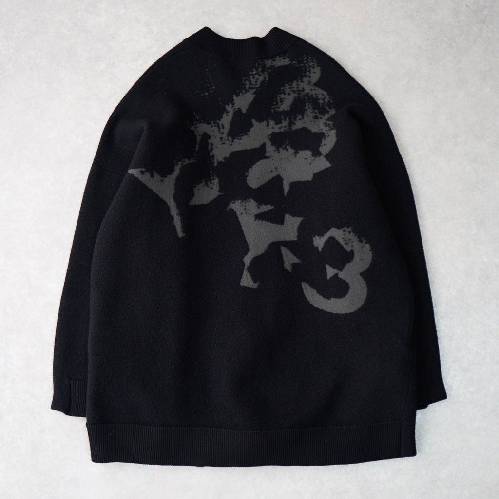 Y-3 Mohair Blouson No Collar Oversized Zip-up Black