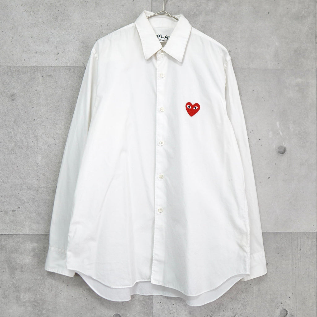 Play Comme des Garcons Heart Logo Long Sleeve Shirt White Shirt White