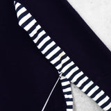 プレイ コムデギャルソン ハートロゴ タートルネック ボーダー柄 異素材切り替え ニット ネイビー - NEWSED