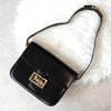 Celine Vintage Sulky 黑色皮革单肩包，配马车金属配件