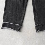 マーティンキム ユーズド加工 カットオフ イージパンツ デニム ジーンズ チャコールグレー - NEWSED