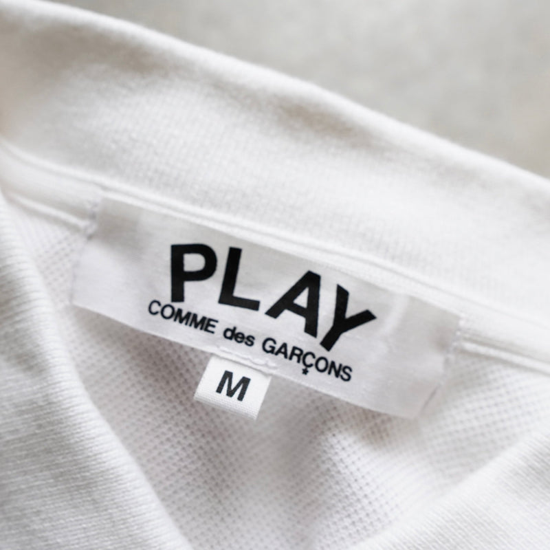 プレイ コム デ ギャルソン ハート 半袖ポロシャツ ホワイト - NEWSED