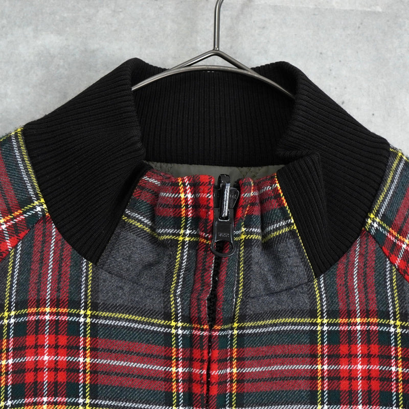 フレッドペリー リバーシブル ロゴ 刺繍 チェック柄 キルティングジャケット ブルゾン カーキ / グレー - NEWSED