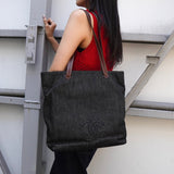 シャネル ココマーク デニム / レザー トートバッグ ブラック / ブラウン - NEWSED