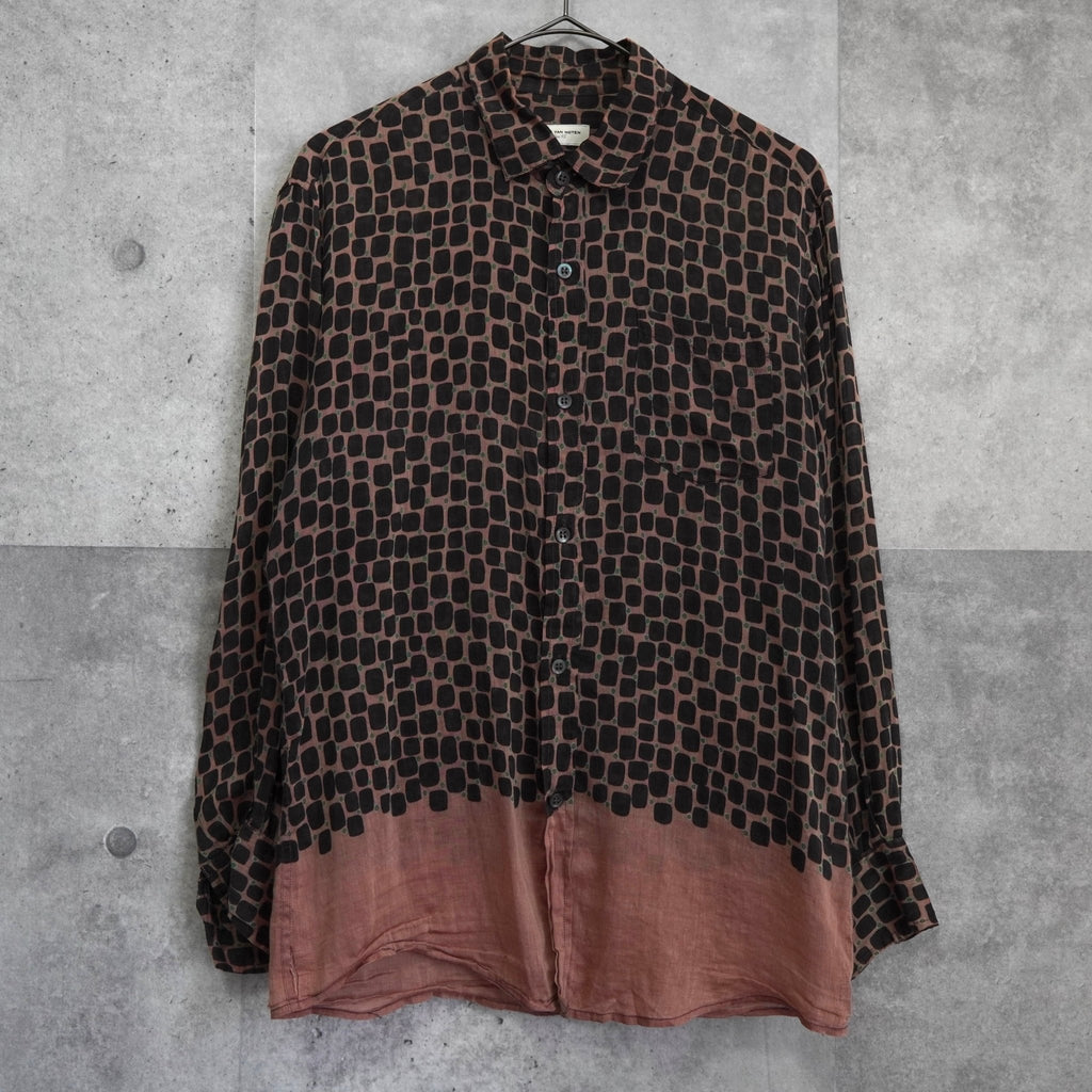 ドリス ヴァンノッテン シルク 総柄 長袖シャツ ブラウン