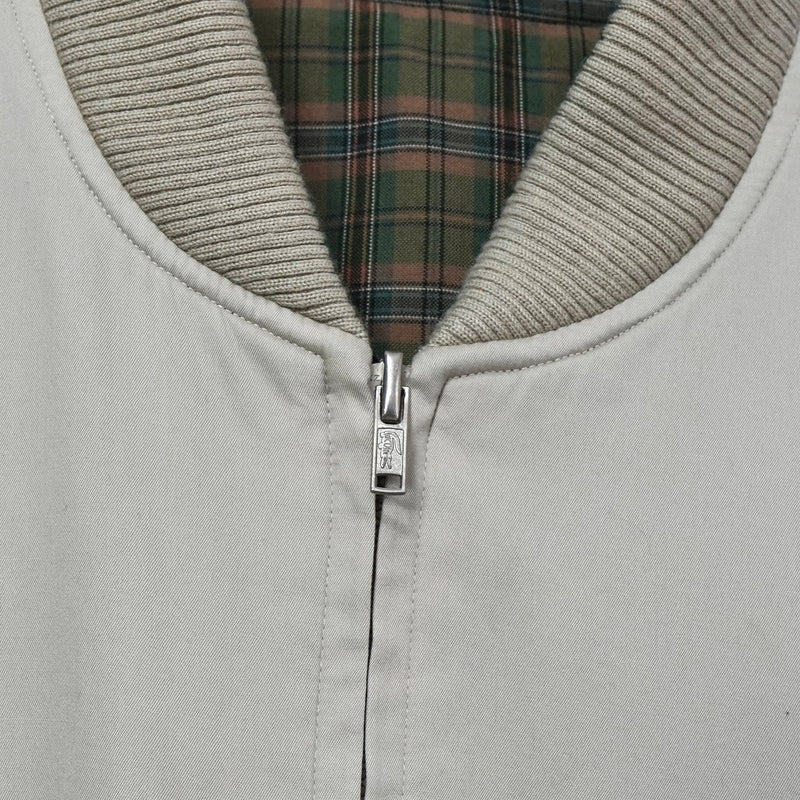 ラコステ リバーシブル ロゴパッチ チェック柄 スウィングトップ ブルゾン オフホワイト / カーキ - NEWSED