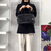 Prada 穿孔皮革迷你波士顿包、手提包、单肩包、黑色/白色
