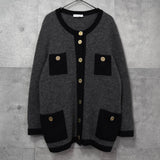 イヴ サンローラン ヴィンテージ 金ボタン カーディガン グレー レディース - NEWSED