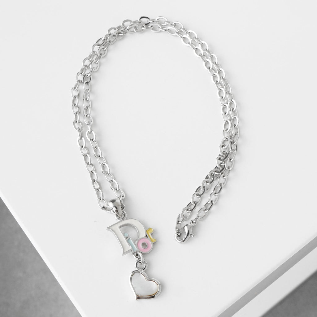 クリスチャン ディオール レインボーロゴ ハート シルバー ネックレス