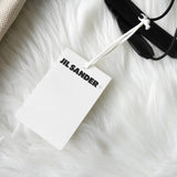 ジルサンダー ドローストリング キャンバス レザー 巾着型 ショルダーバッグ ポシェット アイボリー / ブラック タグ付き未使用 - NEWSED