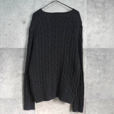 ポロ ラルフローレン ポニーロゴ ケーブル編み ニット ダークグレー - NEWSED