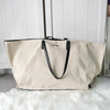 Jil Sander 标志帆布/皮革托特包，大容量，象牙色
