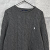 ポロ ラルフローレン スモールポニー ボトルネック カシミヤ ウール ケーブル ニット グレー