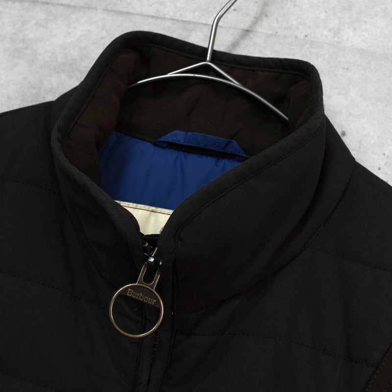 バブアー スエード切り替え キルティングジャケット ブラック - NEWSED