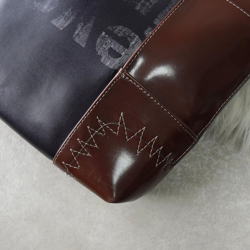 コムデギャルソン ステッチ トートバッグレザー ネイビー / ブラウン - NEWSED