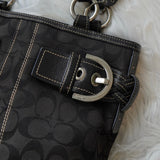 コーチ シグネチャー キャンバス ハンドバッグ ブラック - NEWSED